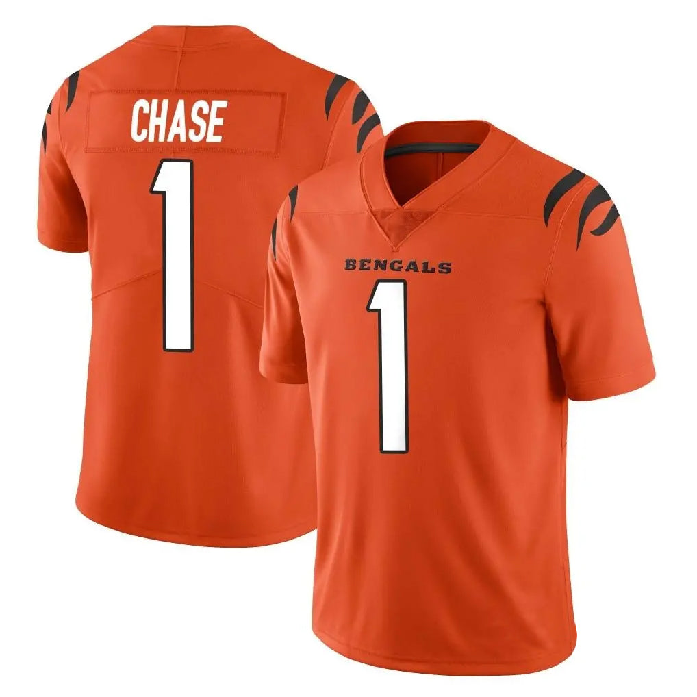 Kooe C.Bengals #1 Ja'Marr Chase Player Orange Vapor Untouchable Limited Home Game Stitched Jerseys