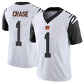 Kooe C.Bengals #1 Ja'Marr Chase Player White Color Rush Vapor Untouchable Limted Home Game Stitched Jerseys