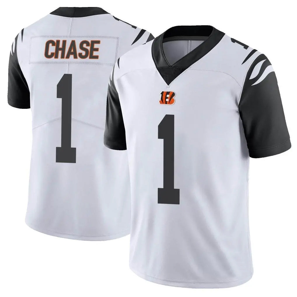 Kooe C.Bengals #1 Ja'Marr Chase Player White Color Rush Vapor Untouchable Limted Home Game Stitched Jerseys