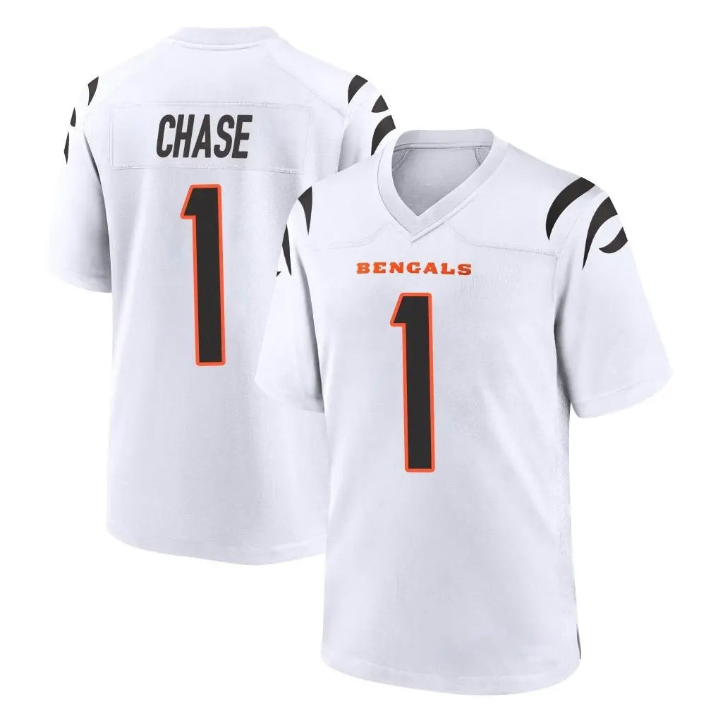 Kooe C.Bengals #1 Ja'Marr Chase Player White Home Game Stitched Jerseys