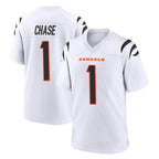 Kooe C.Bengals #1 Ja'Marr Chase Player White Home Game Stitched Jerseys
