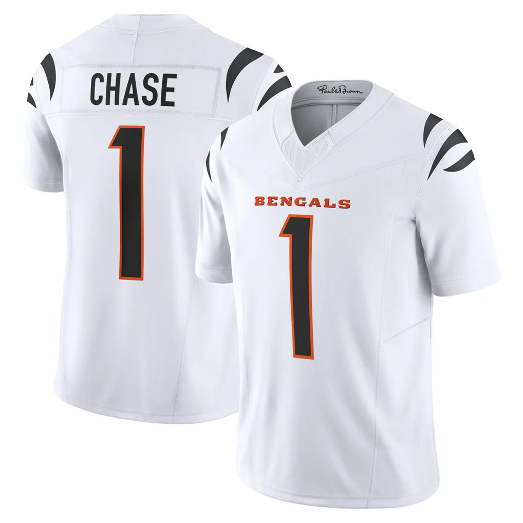 Kooe C.Bengals #1 Ja'Marr Chase Player White Vapor F.U.S.E. Limited Home Game Stitched Jerseys