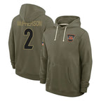 Kooe C.Bengals #2 Evan McPherson Player Olive Salute to Service Pullover Hoodies Limited Stitched Jerseys