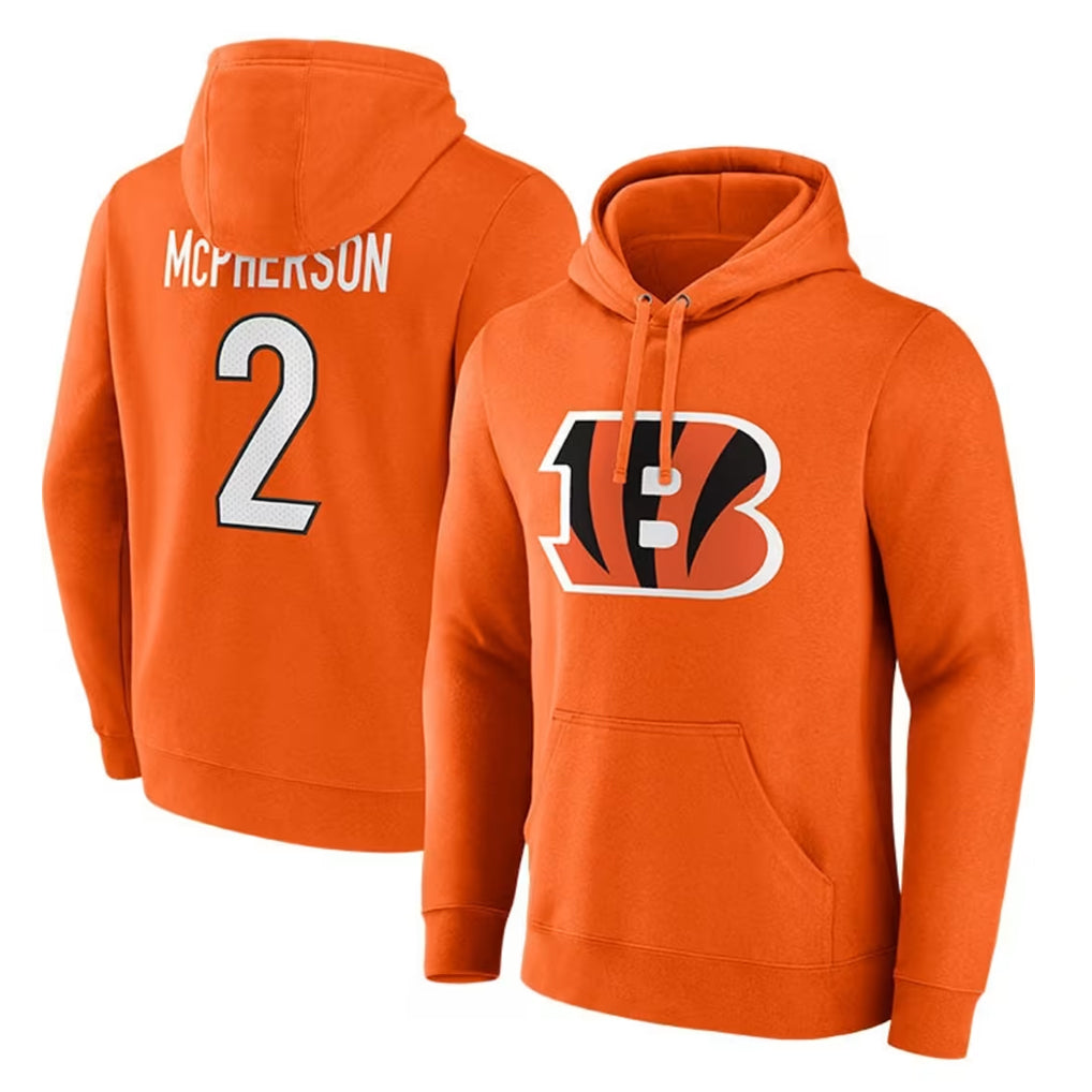 Kooe C.Bengals #2 Evan McPherson Player Orange Salute to Service Pullover Hoodie Limited Stitched Jerseys