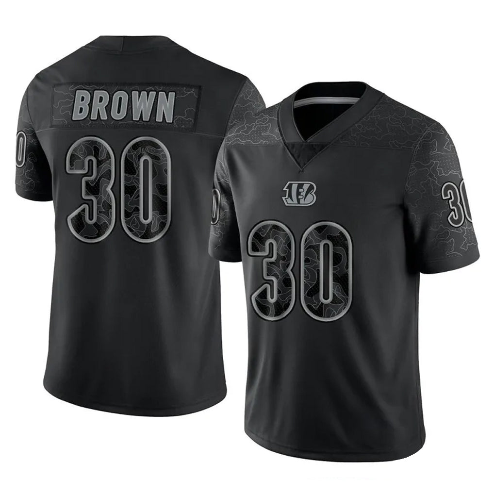 Kooe C.Bengals #30 Chase Brown Player Black Reflective Limited Game Stitched Jerseys