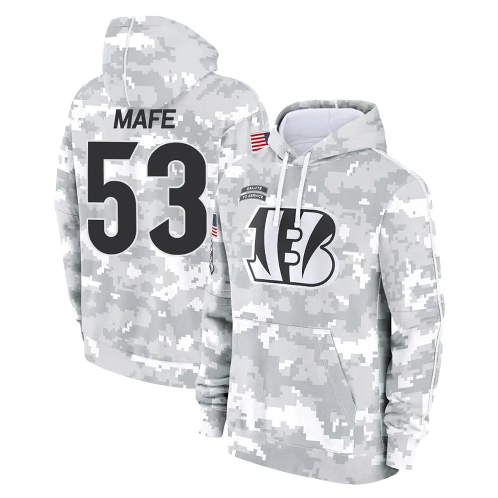 Kooe C.Bengals #53 Boye Mafe Player Arctic Camo Salute to Service Pullover Hoodie Limited Stitched Jerseys