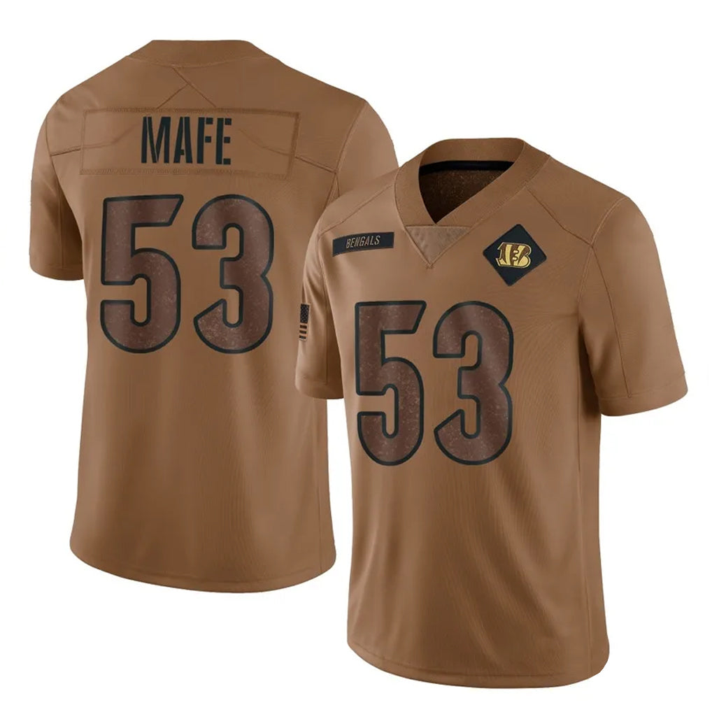 Kooe C.Bengals #53 Boye Mafe Player Brown Salute to Service Limited Stitched Jerseys