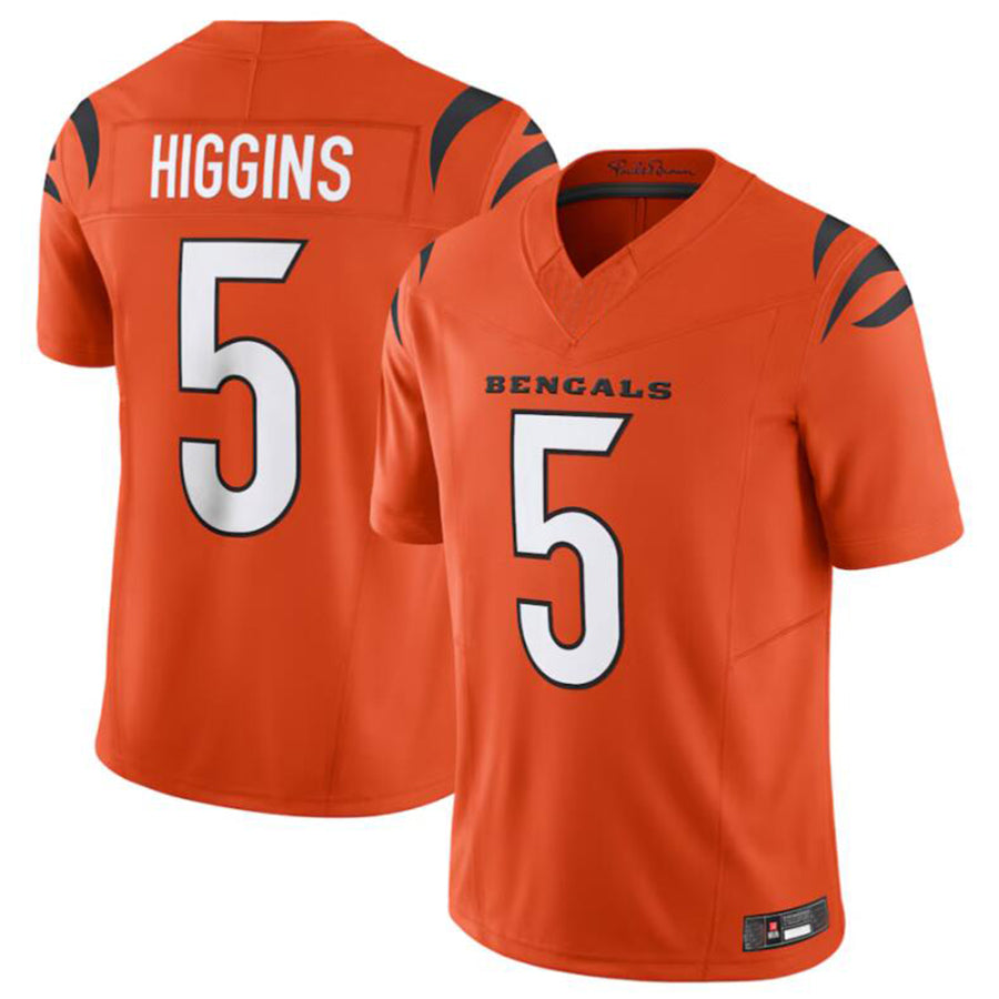KooeC.Bengals #5 Tee Higgins Orange Vapor Untouchable Limited Jersey American Stitched  Jerseys