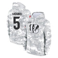 Kooe C.Bengals #5 Tee Higgins Player Arctic Camo Salute to Service Pullover Hoodie Limited Stitched Jerseys