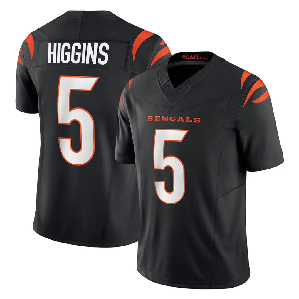 Kooe C.Bengals #5 Tee Higgins Player Black Vapor F.U.S.E. Limited Home Game Stitched Jerseys