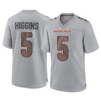 Kooe C.Bengals #5 Tee Higgins Player Gray Atmosphere Fashion Game Stitched Jerseys