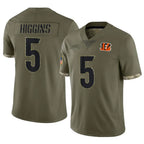 Kooe C.Bengals #5 Tee Higgins Player Olive Salute to Service Limited Game Stitched Jerseys