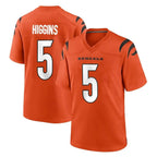 Kooe C.Bengals #5 Tee Higgins Player Orange Home Game Stitched Jerseys