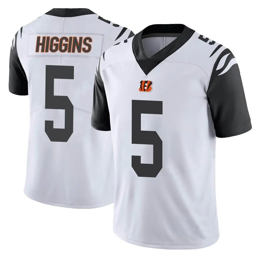 Kooe C.Bengals #5 Tee Higgins Player White Color Rush Vapor Untouchable Limted Home Game Stitched Jerseys