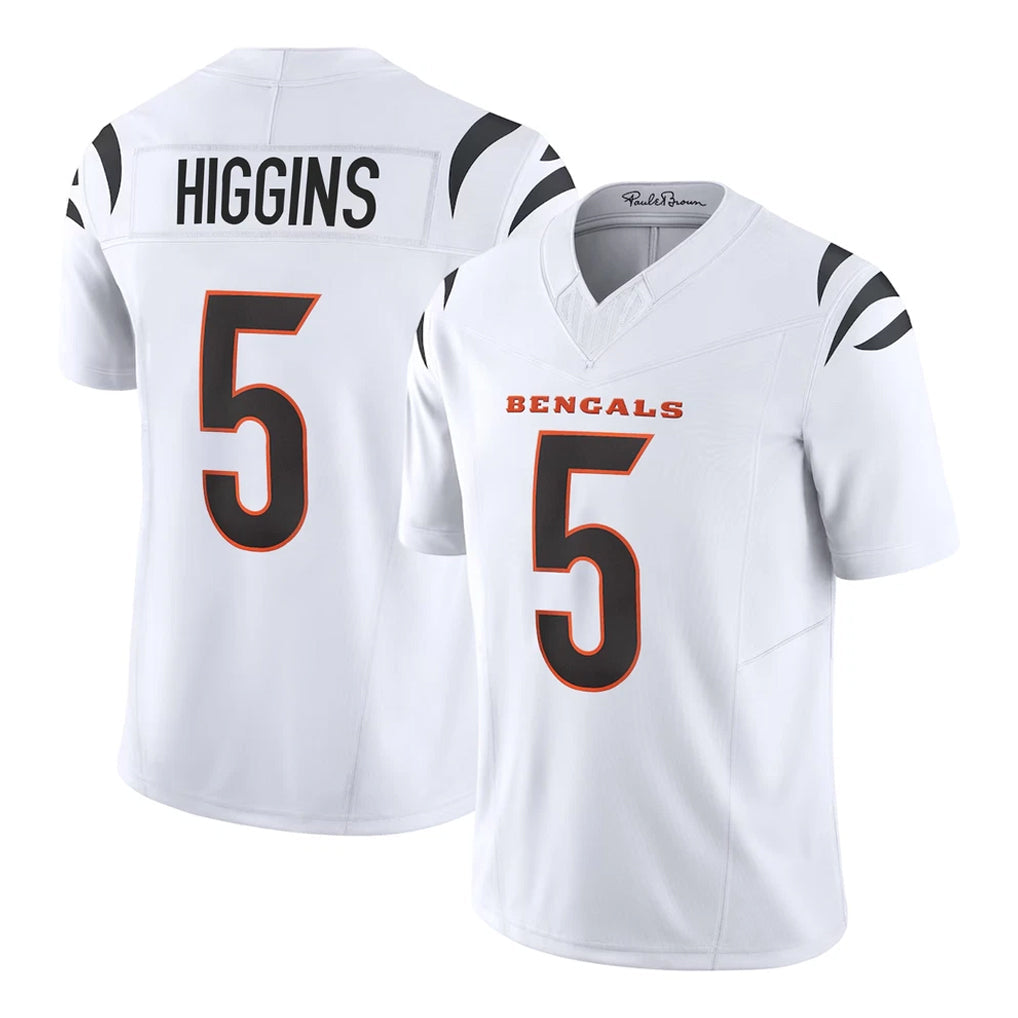 Kooe C.Bengals #5 Tee Higgins Player White Vapor F.U.S.E. Limited Home Game Stitched Jerseys