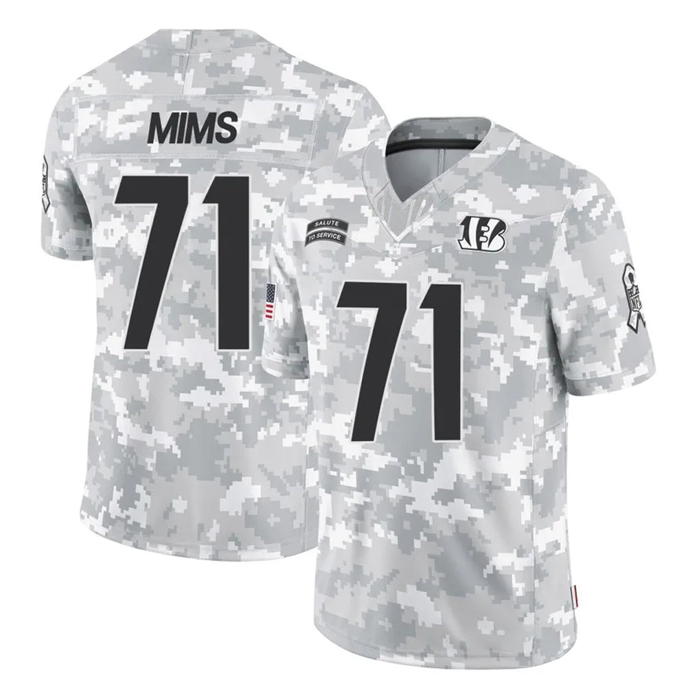 Kooe C.Bengals #71 Amarius Mims Player Arctic Camo Salute to Service Limited Stitched Jerseys