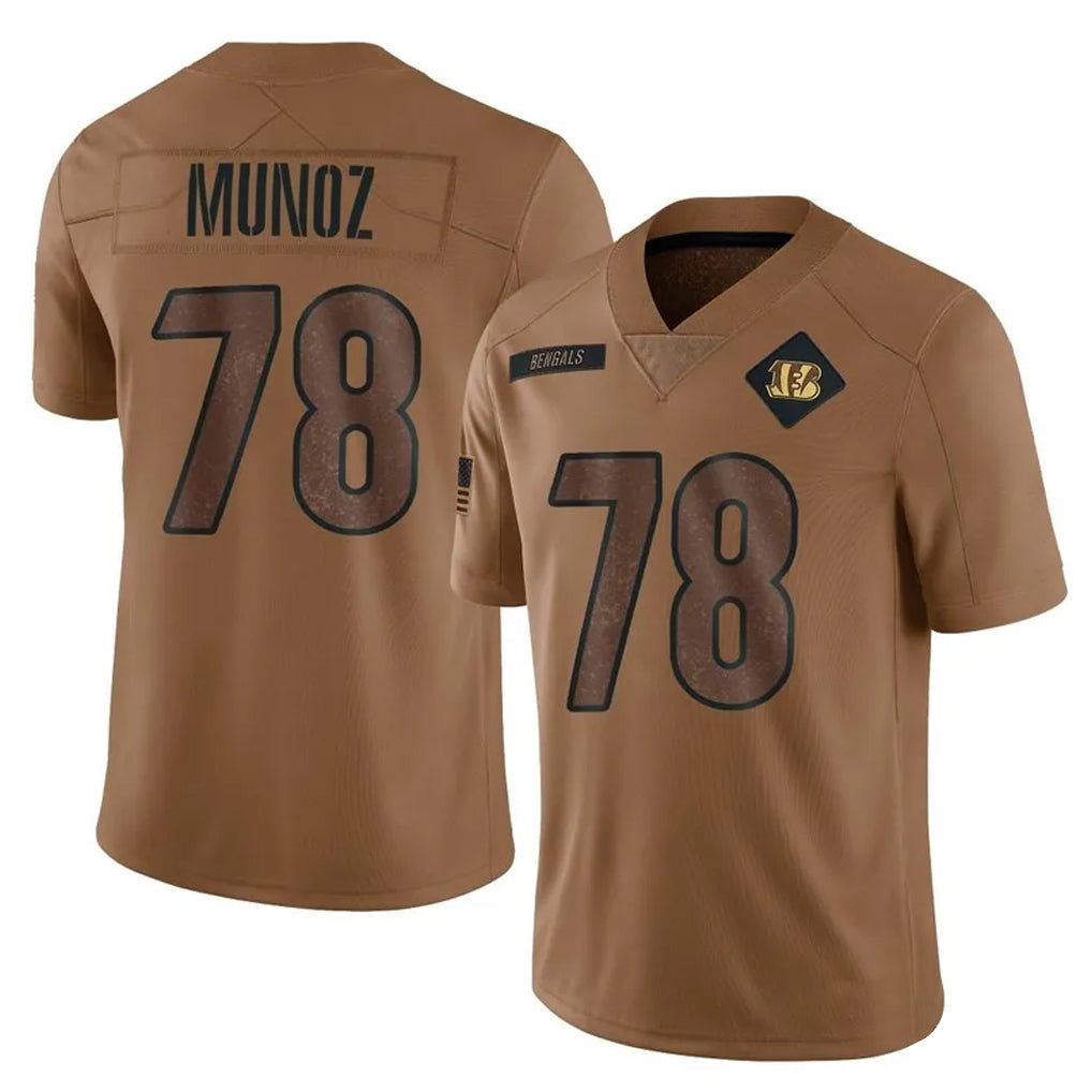 Kooe C.Bengals #78 Anthony Munoz Player Brown Salute to Service Limited Stitched Jerseys