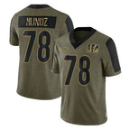 Kooe C.Bengals #78 Anthony Munoz Player Olive Salute to Service Game Stitched Jerseys
