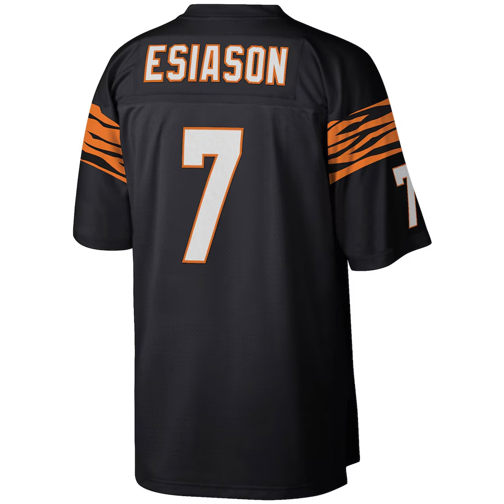 Kooe C.Bengals #7 Boomer Esiason Mitchell & Ness Black Legacy Replica Stitched Puhic Jersey
