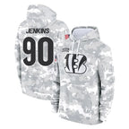Kooe C.Bengals #90 Kris Jenkins Jr Player Arctic Camo Salute to Service Pullover Hoodie Limited Stitched Jerseys