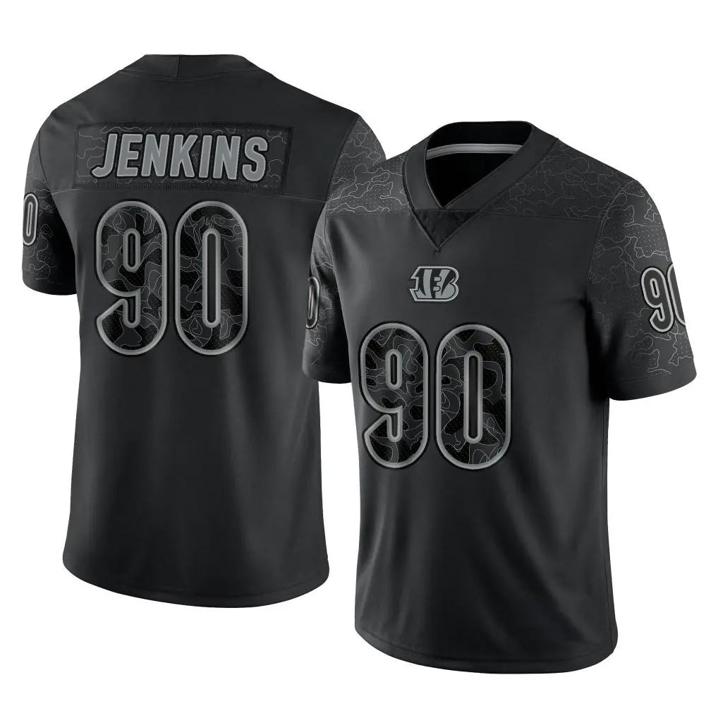 Kooe C.Bengals #90 Kris Jenkins Jr Player Black Reflective Limited Game Stitched Jerseys