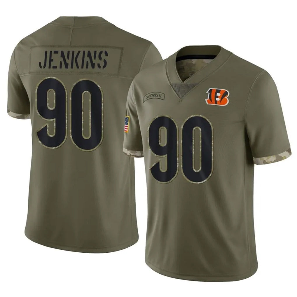 Kooe C.Bengals #90 Kris Jenkins Jr Player Olive Salute to Service Limited Game Stitched Jerseys
