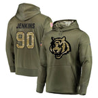 Kooe C.Bengals #90 Kris Jenkins Jr Player Olive Salute to Service Pullover Hoodies Home Game Stitched Jerseys