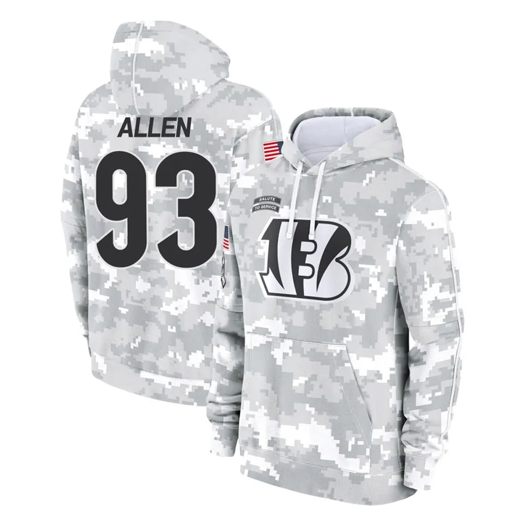 Kooe C.Bengals #93 Jonathan Allen Player Arctic Camo Salute to Service Pullover Hoodie Limited Stitched Jerseys