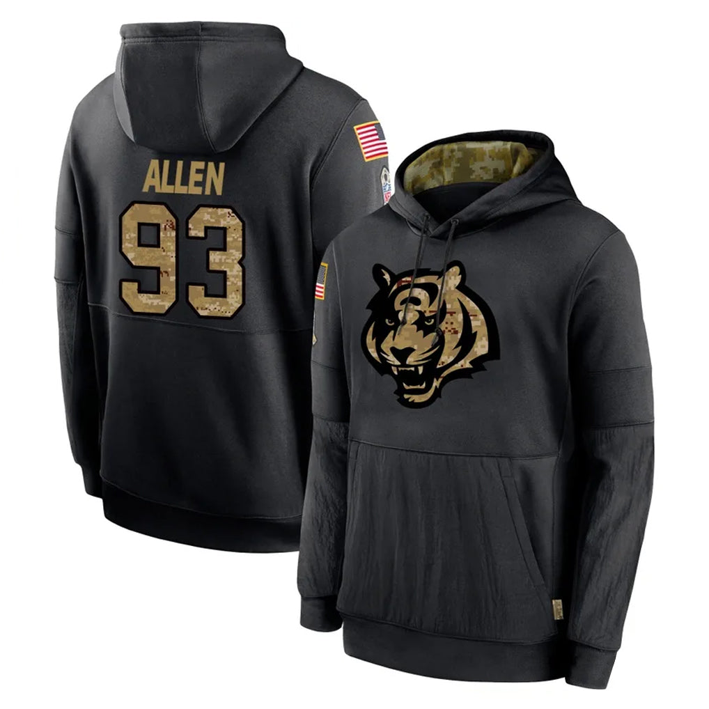 Kooe C.Bengals #93 Jonathan Allen Player Black Salute to Service Pullover Hoodies Limited Stitched Jerseys