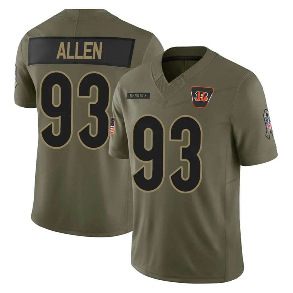 Kooe C.Bengals #93 Jonathan Allen Player Olive Salute to Service Limited Home Game Stitched Jerseys