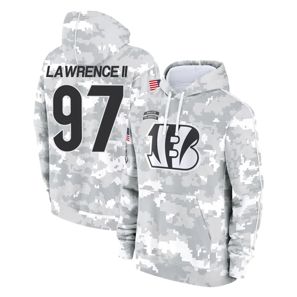 Kooe C.Bengals #97 Dexter Lawrence II Player Arctic Camo Salute to Service Pullover Hoodie Limited Stitched Jerseys