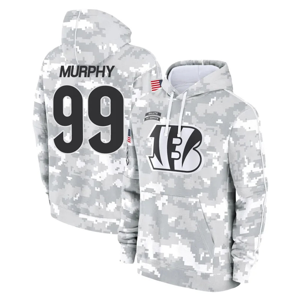 Kooe C.Bengals #99 Myles Murphy Player Arctic Camo Salute to Service Pullover Hoodie Limited Stitched Jerseys