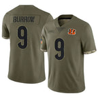 Kooe C.Bengals #9 Joe Burrow Player Olive Salute to Service Limited Game Stitched Jerseys