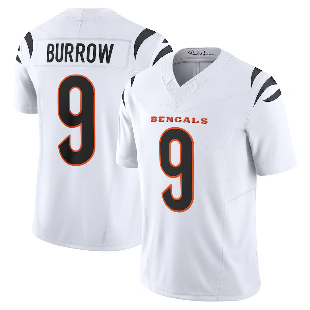 Kooe C.Bengals #9 Joe Burrow Player White Vapor F.U.S.E. Limited Home Game Stitched Jerseys