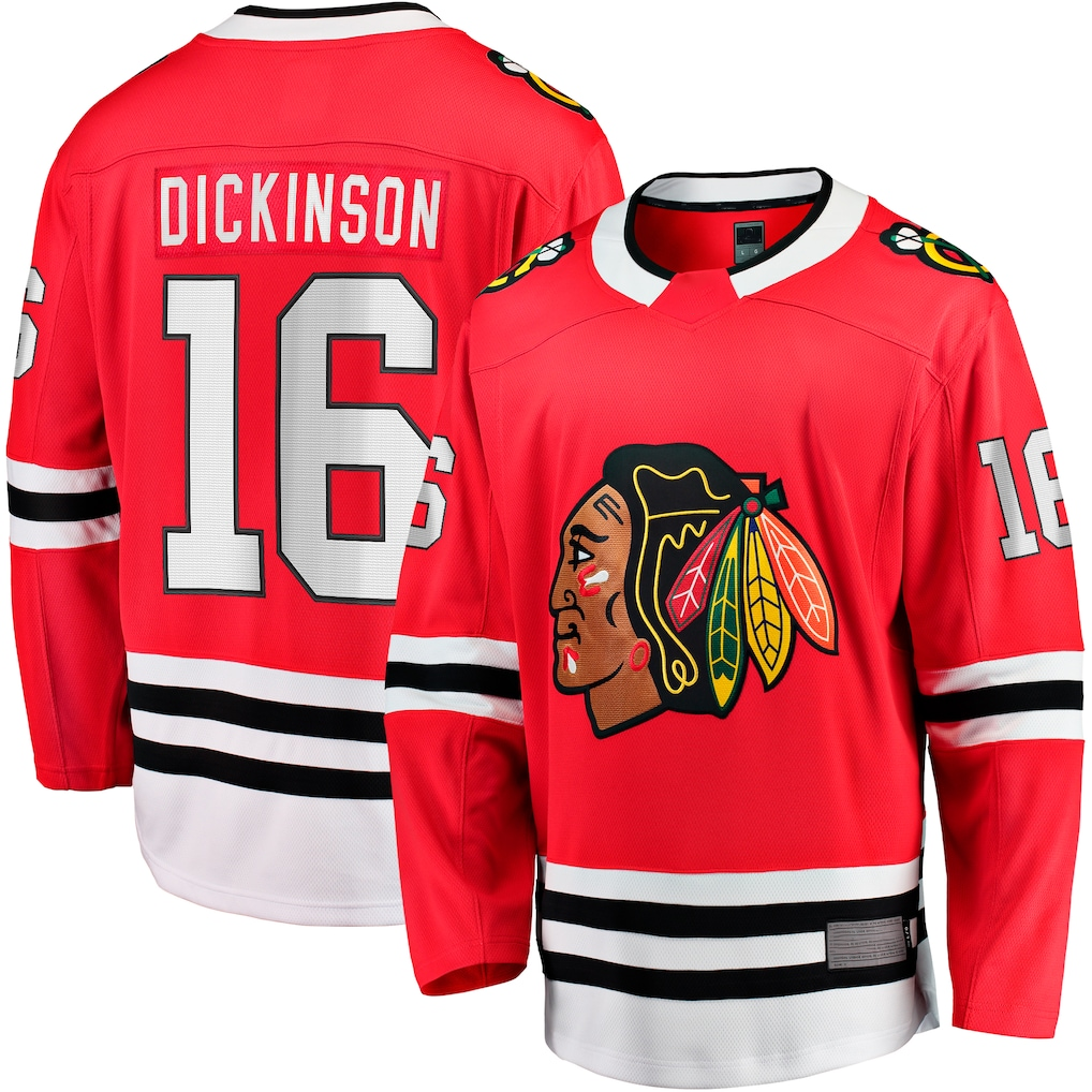Kooe C.Blackhawks #16 Jason Dickinson Red Home Breakaway Jerseys