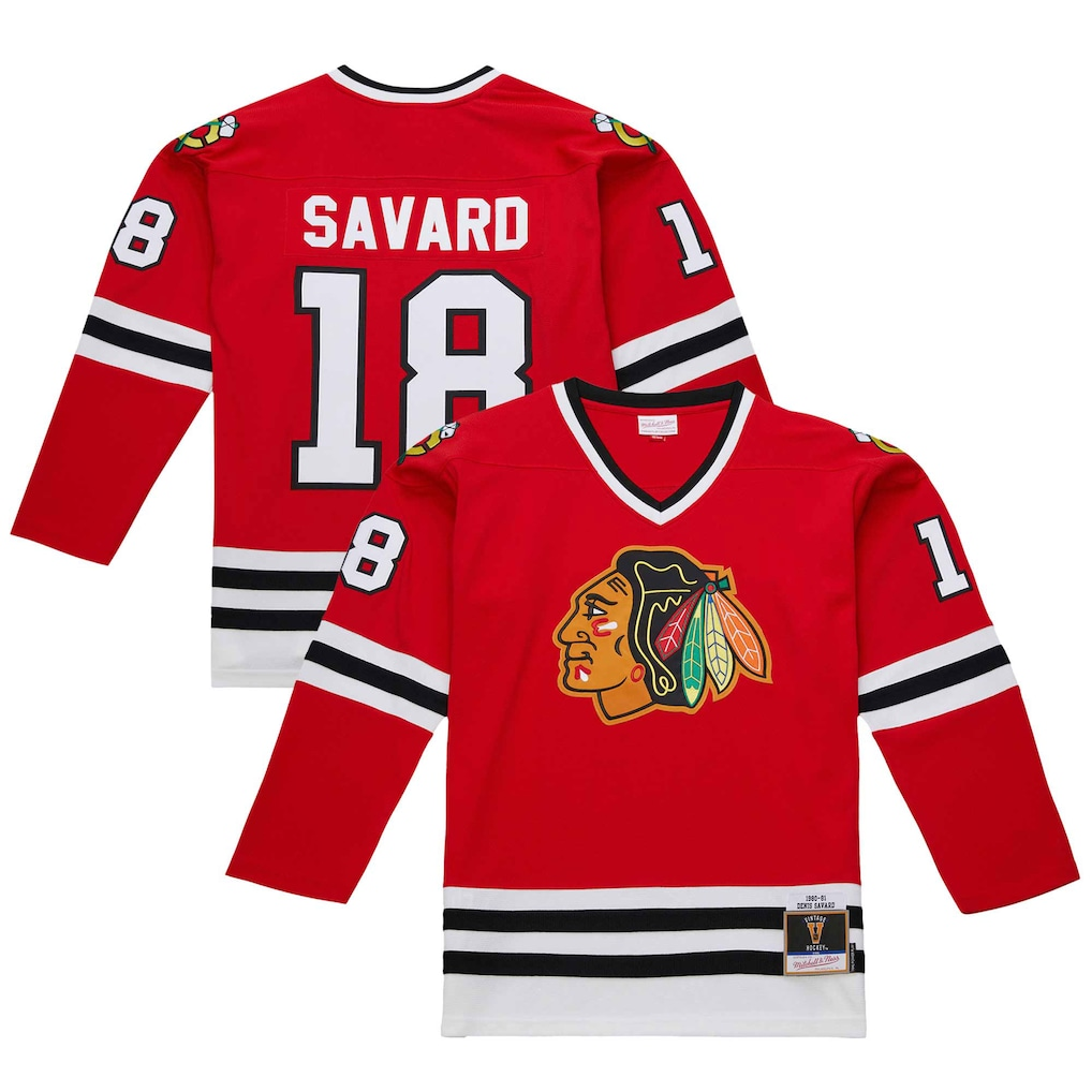 Kooe C.Blackhawks #18 Denis Savard Scarlet 1980-81 Power Play Jerseys