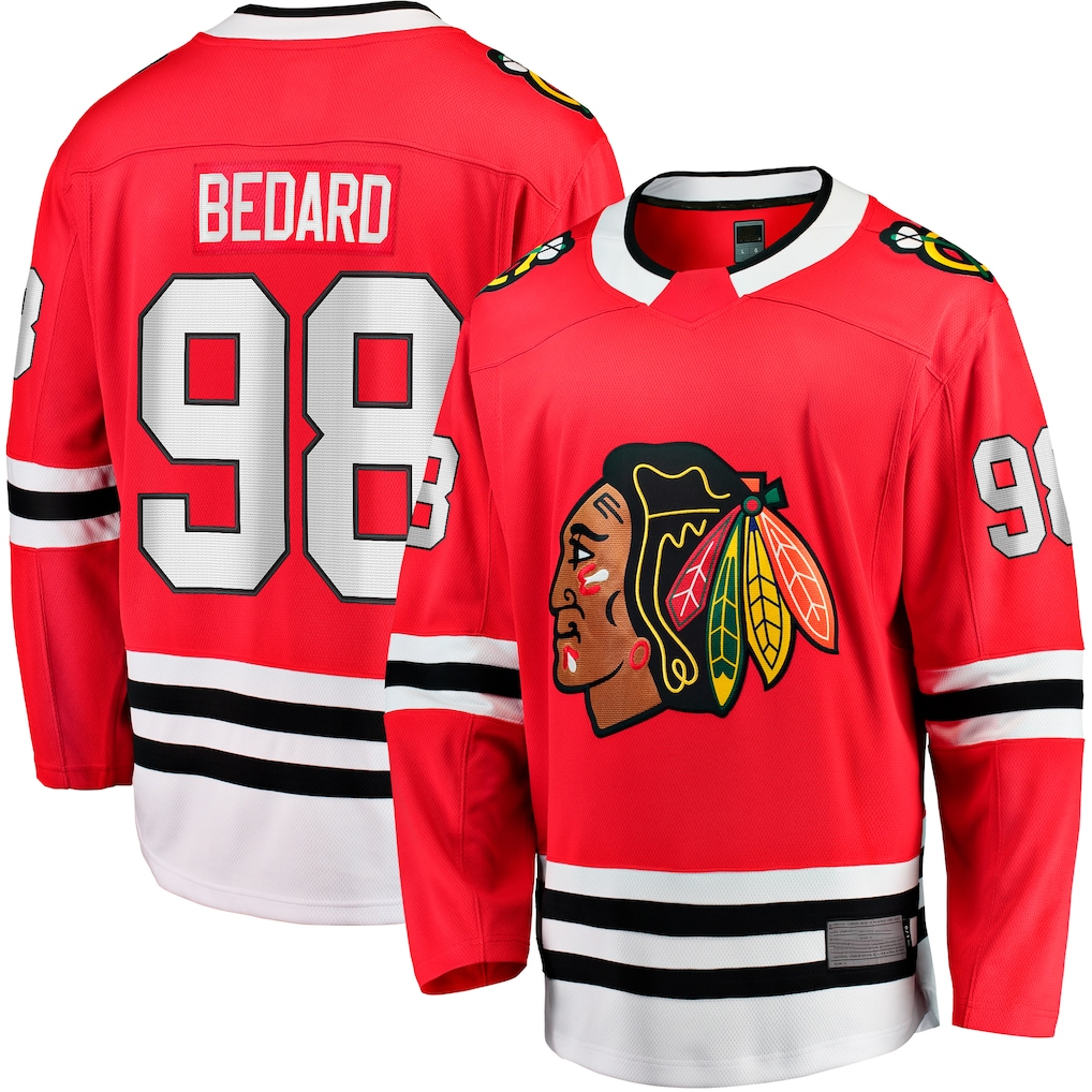 Kooe C.Blackhawks #98 Connor Bedard Red Home Breakaway Player Jerseys