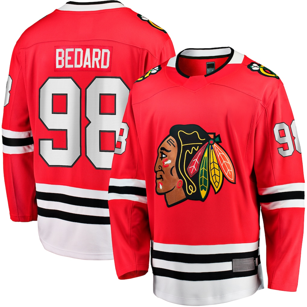 Kooe C.Blackhawks #98 Connor Bedard Red Home Breakaway Player Jerseys
