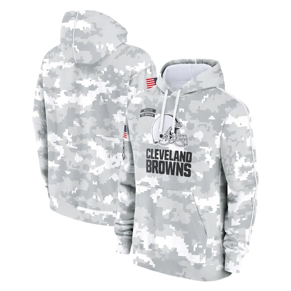 Kooe C.Browns Arctic Camo Salute to Service Hoodies Limited Game Blank Player Stitched Jerseys