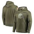Kooe C.Browns Olive Salute to Service Pullover Hoodies Home Game Blank Player Stitched Jerseys