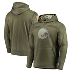 Kooe C.Browns Olive Salute to Service Pullover Hoodies Home Game Blank Player Stitched Jerseys