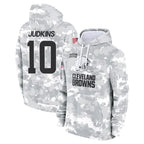 Kooe C.Browns #10 Quinshon Judkins Player Arctic Camo Salute to Service Hoodies Limited Game Stitched Jerseys