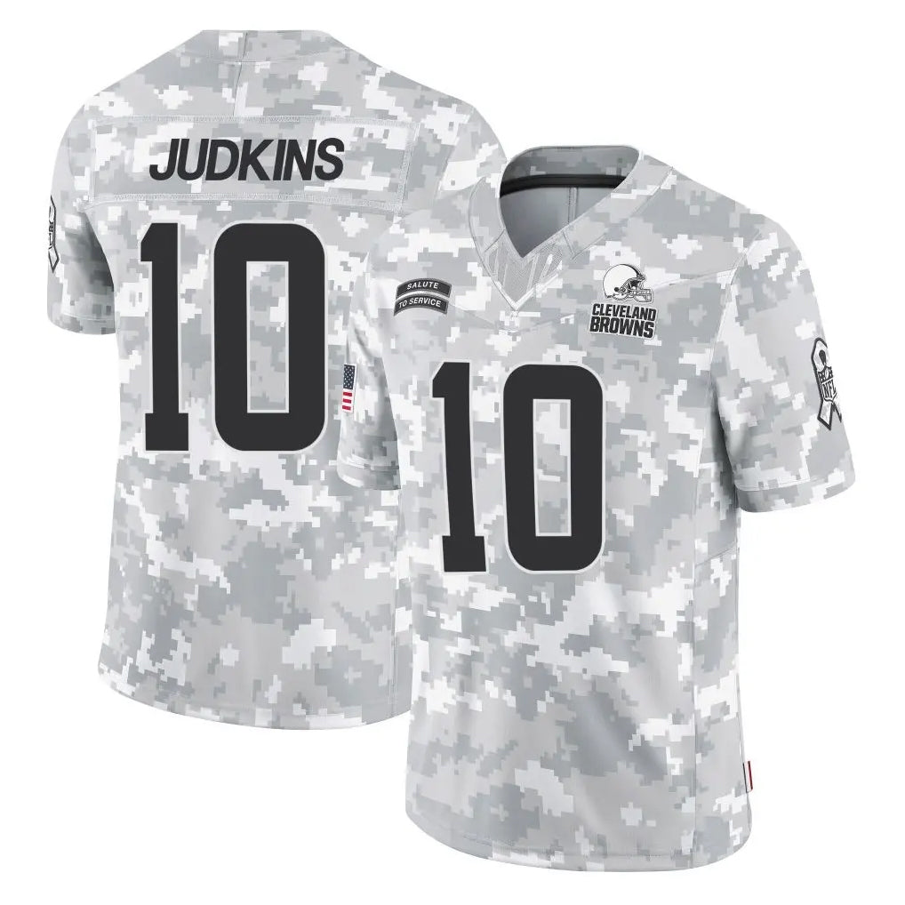 Kooe C.Browns #10 Quinshon Judkins Player Arctic Camo Salute to Service Limited Home Game Stitched Jerseys