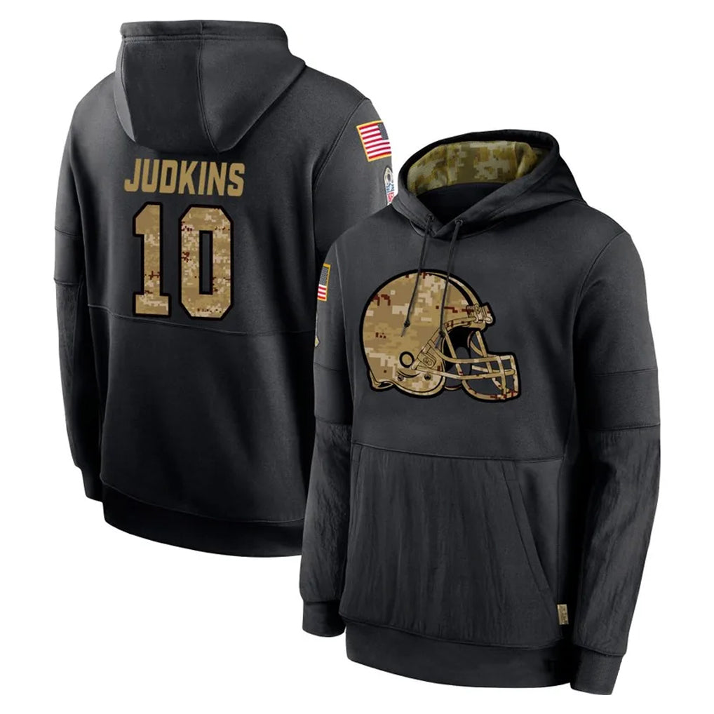 Kooe C.Browns #10 Quinshon Judkins Player Black Salute to Service Pullover Hoodies Limited Stitched Jerseys