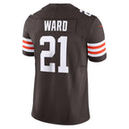 Kooe C.Browns #21 Denzel Ward Brown Vapor F.U.S.E. Limited Stitched Jerseys