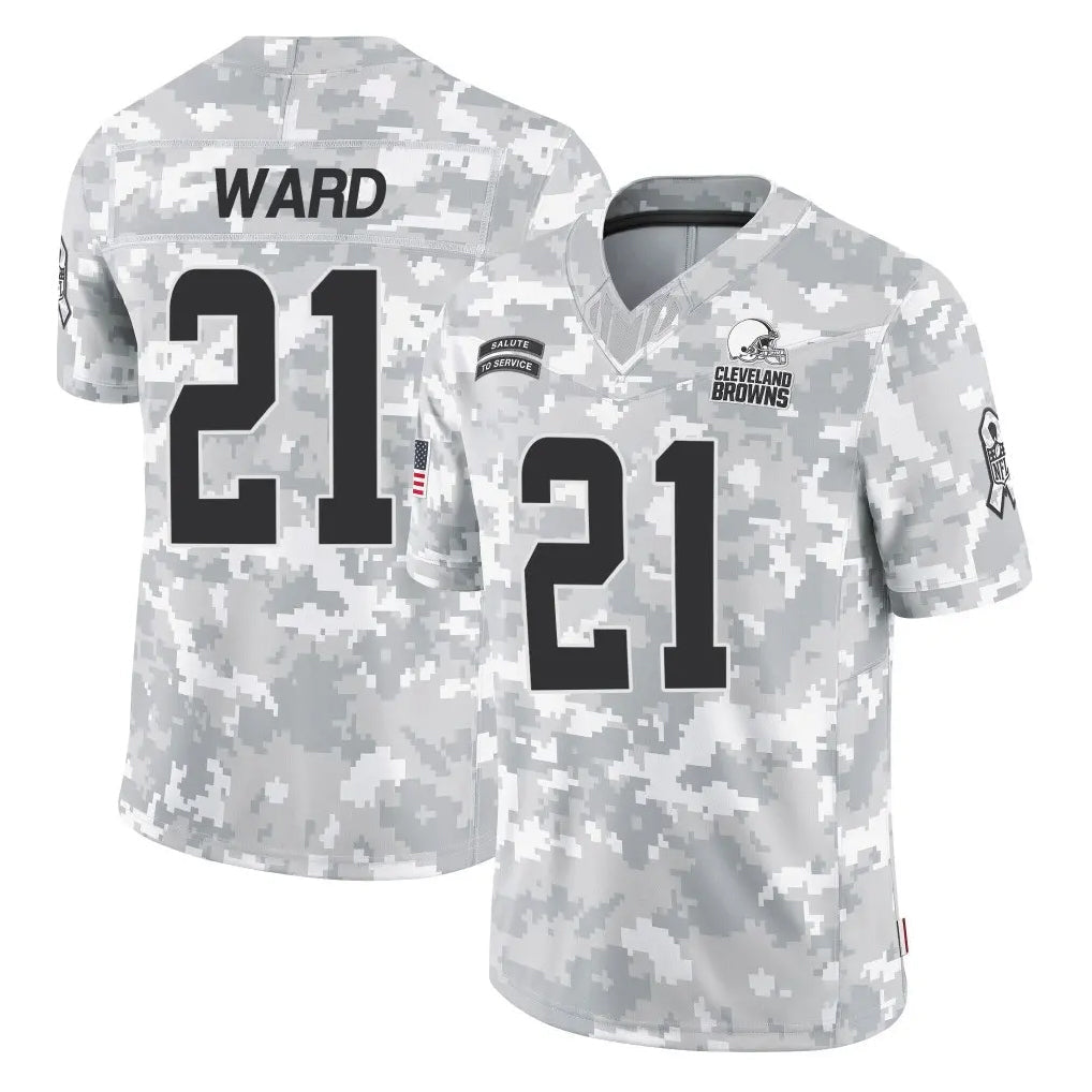 Kooe C.Browns #21 Denzel Ward Player Arctic Camo Salute to Service Limited Home Game Stitched Jerseys