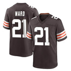 Kooe C.Browns #21 Denzel Ward Player Brown Home Game Stitched Jerseys