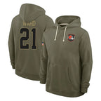 Kooe C.Browns #21 Denzel Ward Player Olive Salute to Service Pullover Hoodies Limited Stitched Jerseys