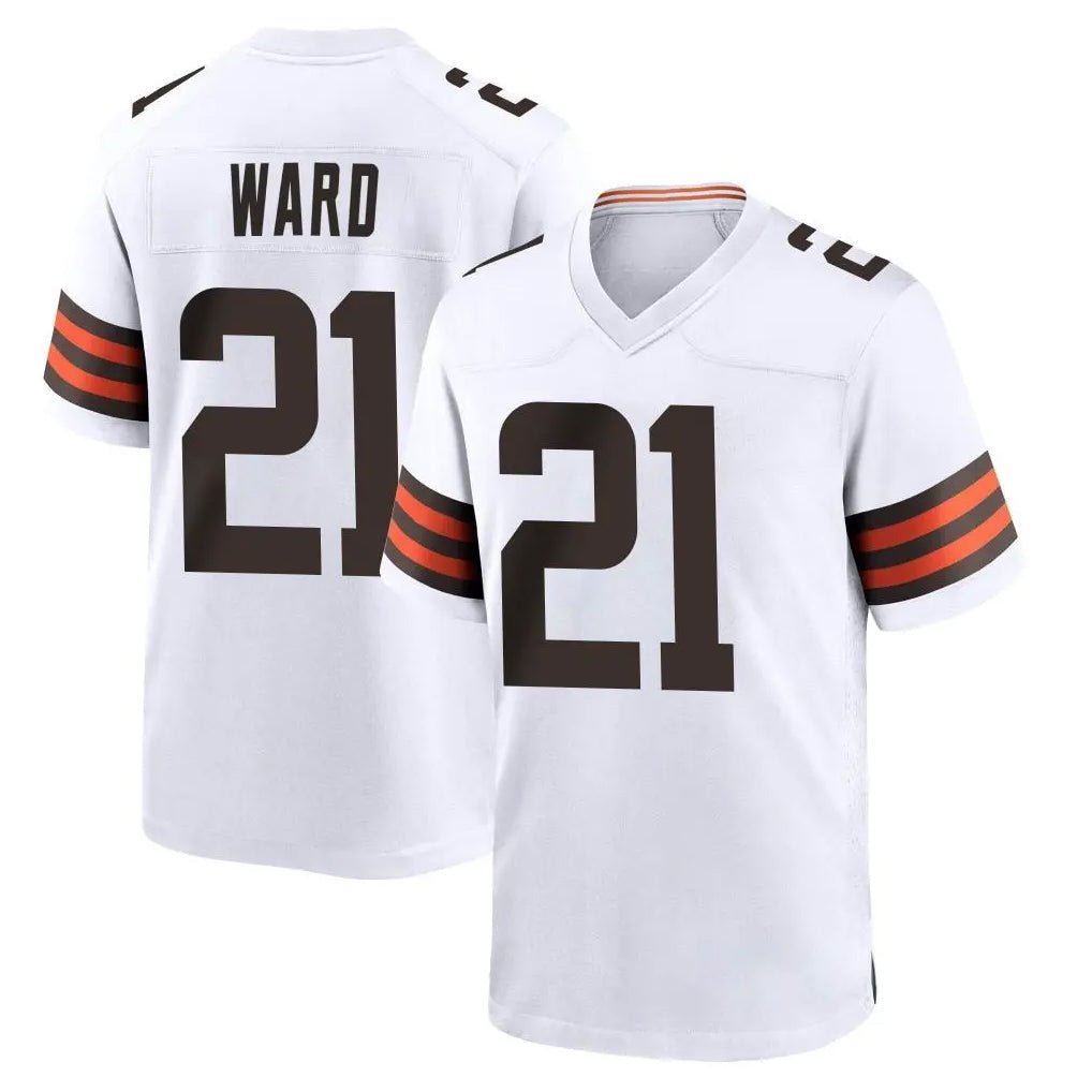 Kooe C.Browns #21 Denzel Ward Player White Home Game Stitched Jerseys