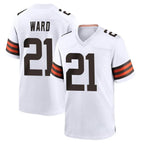 Kooe C.Browns #21 Denzel Ward Player White Home Game Stitched Jerseys